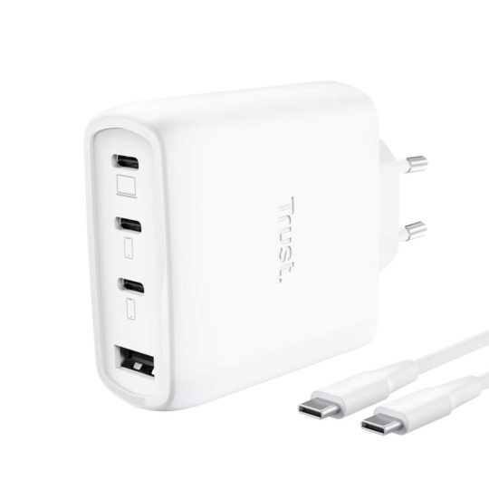 TRUST GaN Nabíječka MAXO 65W, 3xUSB-C,1xUSB-A, bílá