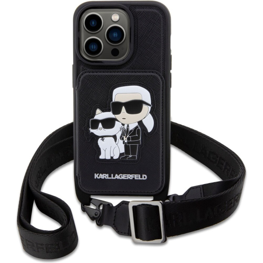 Karl Lagerfeld Saffiano Crossbody Karl and Choupette NFT kryt pro iPhone 14 Pro černý