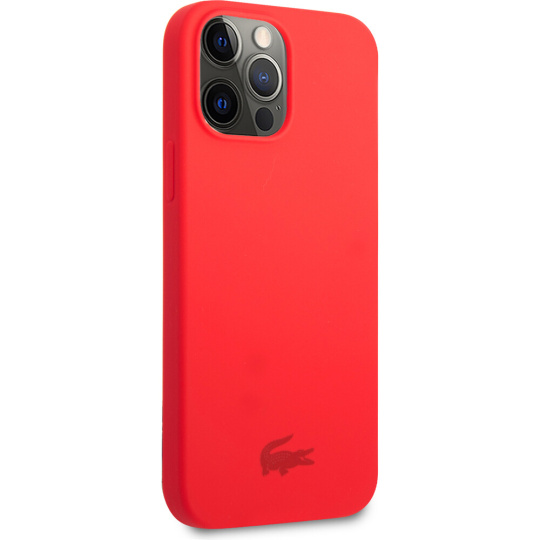 Lacoste Liquid Silicone Glossy Printing Logo Kryt pro iPhone 13 Pro Red