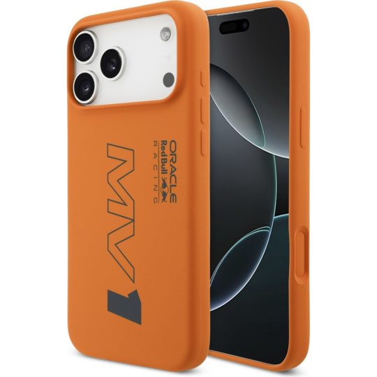 Oracle Red Bull Racing Silicone MV1 MagSafe kryt iPhone 17 Pro Max oranžový