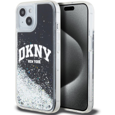 DKNY Liquid Glitter Arch Logo kryt iPhone 15 černý