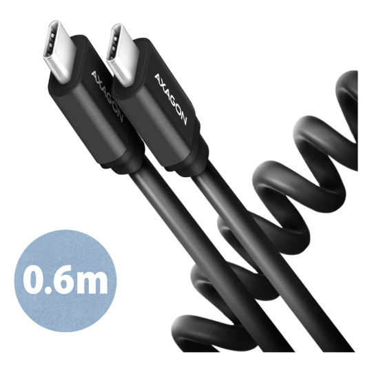 AXAGON BUCM-CM10TB TWISTER kabel USB-C - USB-C 0,6m černý