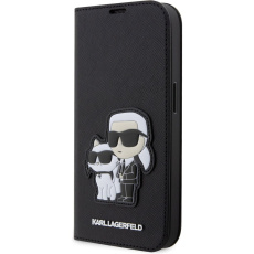 Karl Lagerfeld PU Saffiano Karl and Choupette NFT flipové pouzdro pro iPhone 13 Pro Max černé