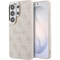 Guess PU Leather 4G Gold Frame Magnetic kryt Samsung Galaxy S26 Ultra růžový