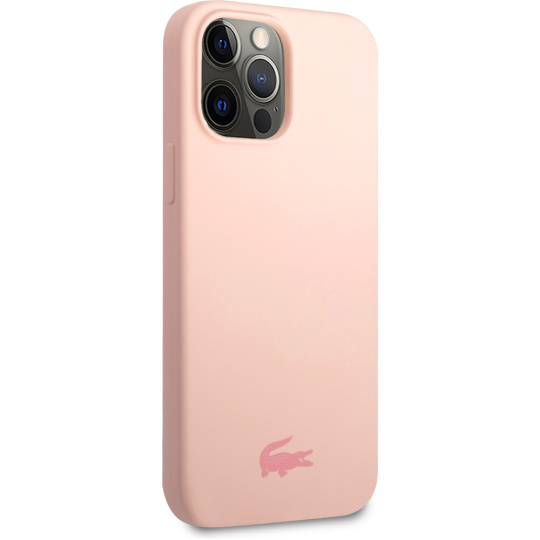 Lacoste Liquid Silicone Glossy Printing Logo Kryt pro iPhone 13 Pro Max Pink