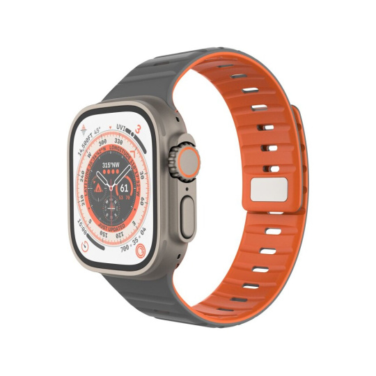 FIXED Silicone Magnetic Strap řemínek Apple Watch 44/45/46/49mm světle šedý