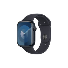 Apple Watch Series 9 45mm Temně inkoustový hliník s temně inkoustovým sportovním řemínkem S/M