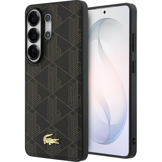 Lacoste PVC Blend Monogram Gold Logo Magnetic kryt Samsung Galaxy S26 Ultra hnědý