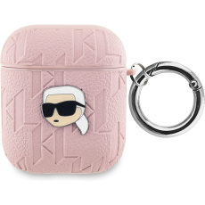 Karl Lagerfeld PU Embossed Karl Head pouzdro AirPods 1/2 růžové