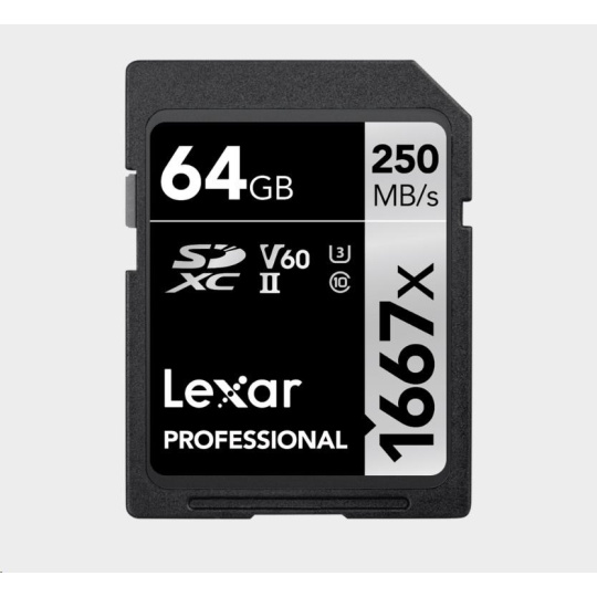 Lexar SDXC Pro 1667X UHS-II U3 R250/W120 (V60) 64GB