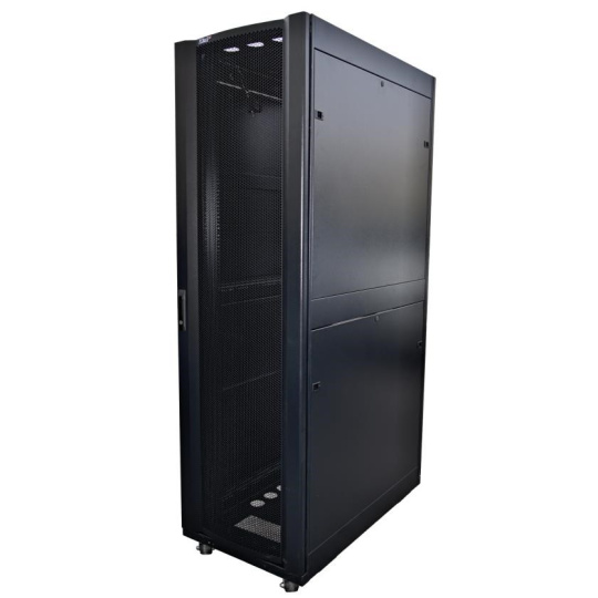LEXI-Net 19" stojanový rozvaděč 42U 600x1000 rozebiratelný, kolečka, 1000kg, perforované dveře, černý