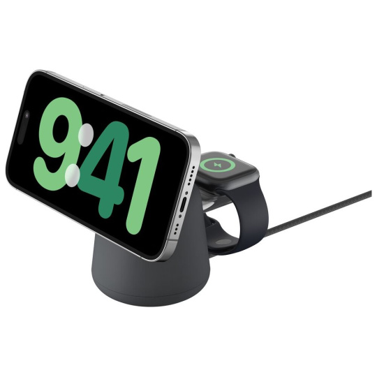 Belkin BOOST CHARGE™ PRO Qi2 15W 2v1 Nabíjecí MagSafe stojánek pro iPhone/Apple Watch/AirPods tmavě 