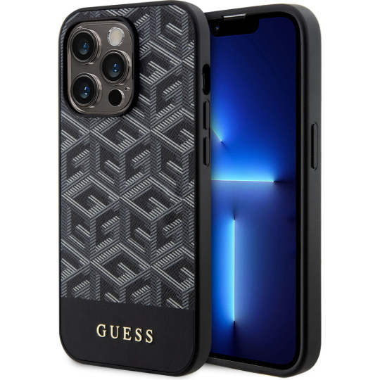 Guess PU G Cube MagSafe kryt iPhone 15 Pro Max černý