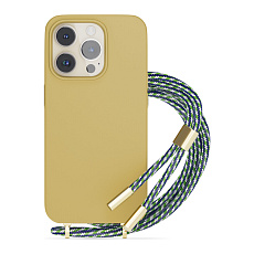 EPICO silikonový kryt se šňůrkou pro iPhone 13 / 14 pískový