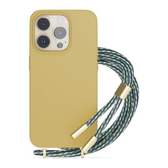 EPICO silikonový kryt se šňůrkou pro iPhone 13 / 14 pískový