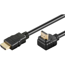 PremiumCord HDMI High Speed+Ethernet kabel, zlacený zahnutý konektor 90° 10m