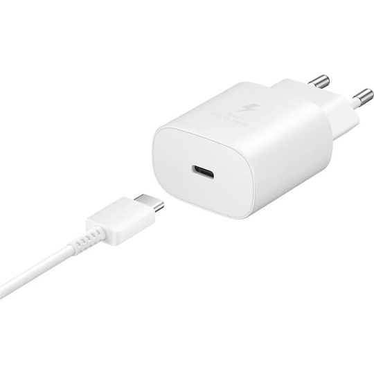 Samsung PD 25W nabíječka s rychlonabíjením a kabelem USB-C bílá
