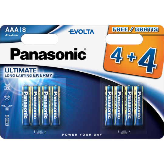 Panasonic Evolta AAA alkalické baterie, 4+4 ks