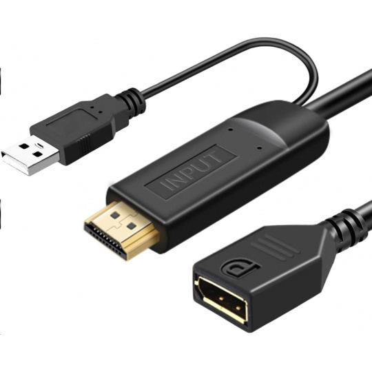 PremiumCord Adaptér HDMI 2.0 na DisplayPort 1.2 rozlišení 4K@60Hz 25cm