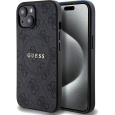 Guess PU Leather 4G Colored Ring MagSafe kryt iPhone 15 černý