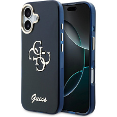Guess IML 4G Script Metal Logo kryt iPhone 17 modrý