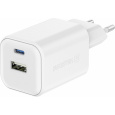 Swissten síťový adaptér GaN 1x USB-C 45W PD + 1x USB-A 18W QC bílý