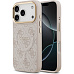 Guess PU Leather 4G Gold Frame MagSafe kryt iPhone 17 Pro růžový