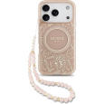 Guess IML Flowers Allover Strap MagSafe kryt iPhone 17 Pro růžový