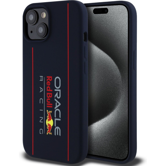 Oracle Red Bull Racing Silicone Vertical Logo MagSafe kryt iPhone 15 modrý