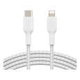 Belkin BOOST Charge Braided USB-C/Lightning odolný kabel, 1m, bílý