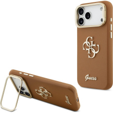 Guess PU Grained 4G Logo Stand Camera Frame kryt iPhone 17 Pro Max hnědý Guess PU Grained 4G Logo Stand Camera Frame kryt iPhone 17 Pro Max hnědý