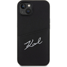 Karl Lagerfeld Saffiano Card Slot Metal Signature kryt iPhone 14 černý