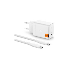 Spigen ArcStation Pro (65W) GaN USB-C nabíječka s USB-C kabelem, bílá