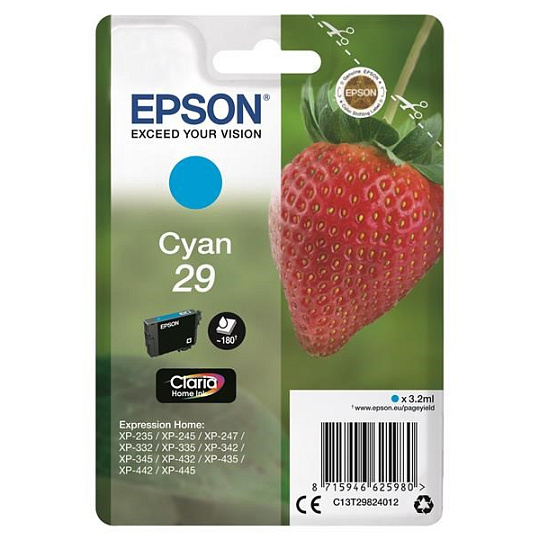 EPSON ink bar Singlepack "Jahoda" Cyan 29 Claria Home Ink