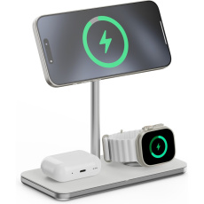 LINQ 3in1 Qi2 Wireless Charging Stand MagSafe nabíječka stříbrná/bílá