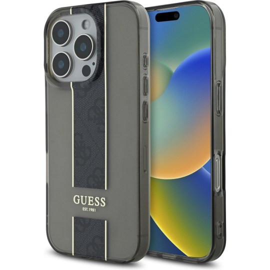 Guess IML Middle 4G Stripe kryt iPhone 16 Pro Max černý