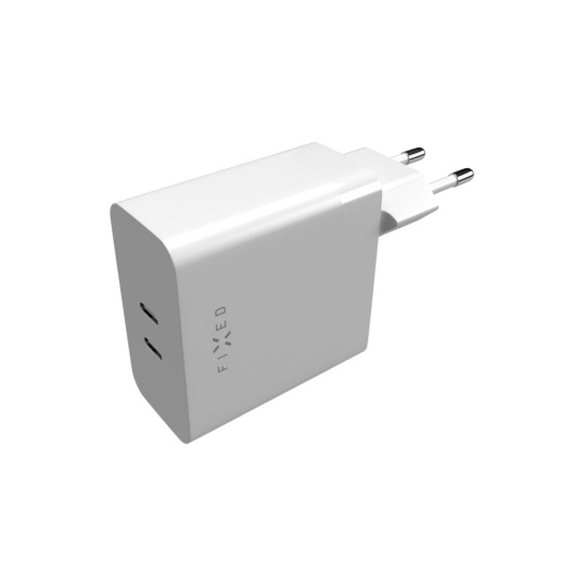 FIXED nabíječka s 2x USB-C výstupem, PD, 65W, bílá