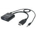 MANHATTAN převodník z HDMI na VGA + audio (HDMI Male to VGA Female, with audio, Polybag)