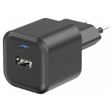 Swissten síťový adaptér GaN 1x USB-C 20W PD + 1x USB-A 18W QC černý