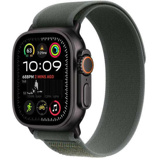 Apple Watch 49/44/45/46mm zelený trailový tah s černým titanem S/M