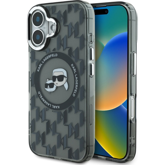 Karl Lagerfeld IML Monogram K&CH Heads MagSafe kryt pro iPhone 16 černý