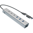 i-tec USB-C/USB-A Hub 7v1 stříbrný