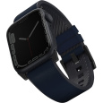 UNIQ Straden voděodolný kožený řemínek Apple Watch 49/46/45/44/42mm modrý