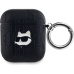 Karl Lagerfeld PU Embossed Choupette Head pouzdro pro AirPods 1/2 černé