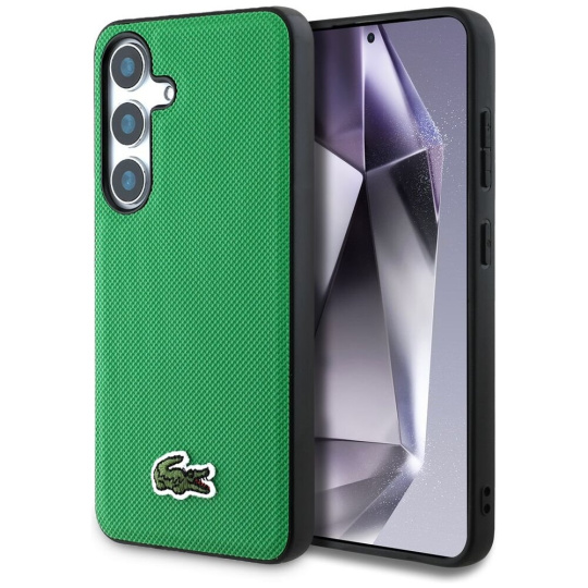 Lacoste Iconic Petit Pique Woven Logo MagSafe kryt Samsung Galaxy S25 zelený