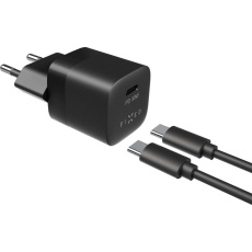 FIXED Mini nabíječka s USB-C výstupem a kabelem USB-C 1 metr PD 30W černá