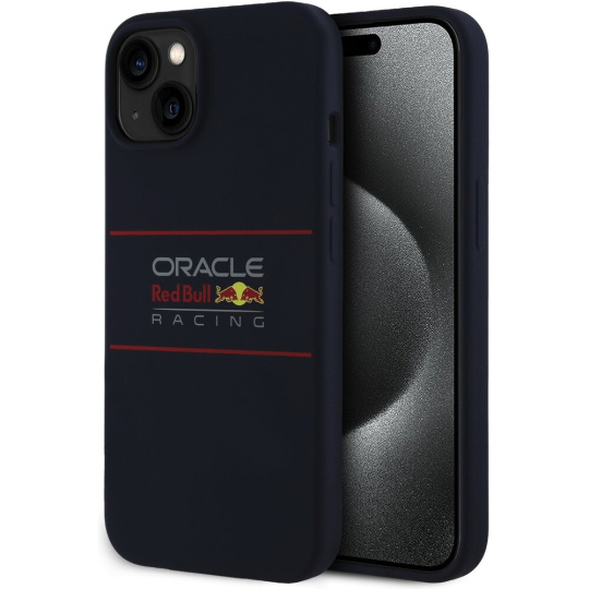 Oracle Red Bull Racing Silicone Horizontal Logo MagSafe kryt iPhone 15 modrý