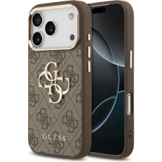 Guess PU Leather 4G Metal Logo Gold Frame MagSafe kryt iPhone 17 Pro Max hnědý Guess PU Leather 4G Metal Logo Gold Frame MagSafe kryt iPhone 17 Pro Max hnědý