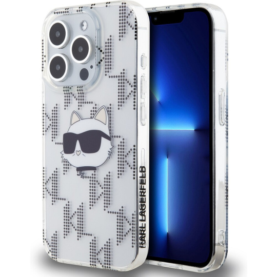 Karl Lagerfeld IML Electroplated Choupette Head zadní kryt iPhone 15 Pro Max čirý