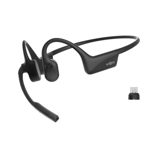 Shokz OpenComm2 UC (2025) Bluetooth sluchátka před uši s adaptérem USB-C černá